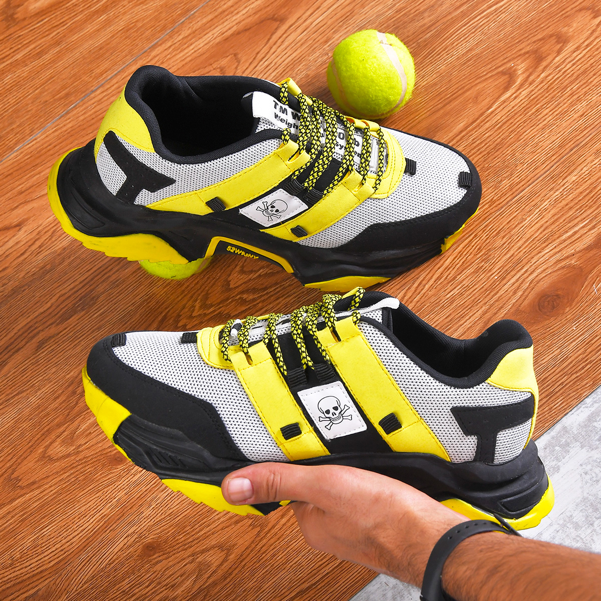 کفش مشکی زرد مردانه مدل Sadra