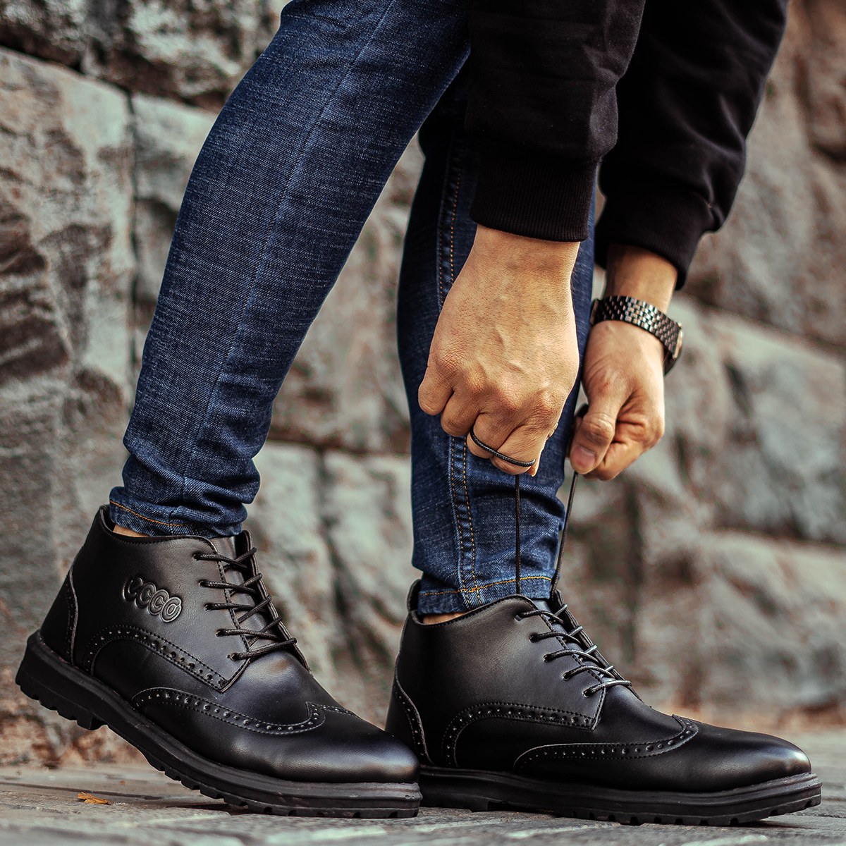 كفش ساقدارمشكي مردانه مدل Kayson