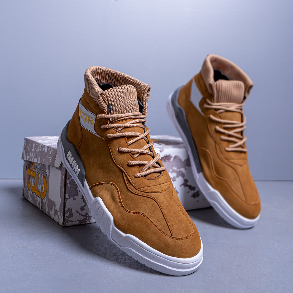 کفش ساقدارمردانه عسلی مدل Kubaa