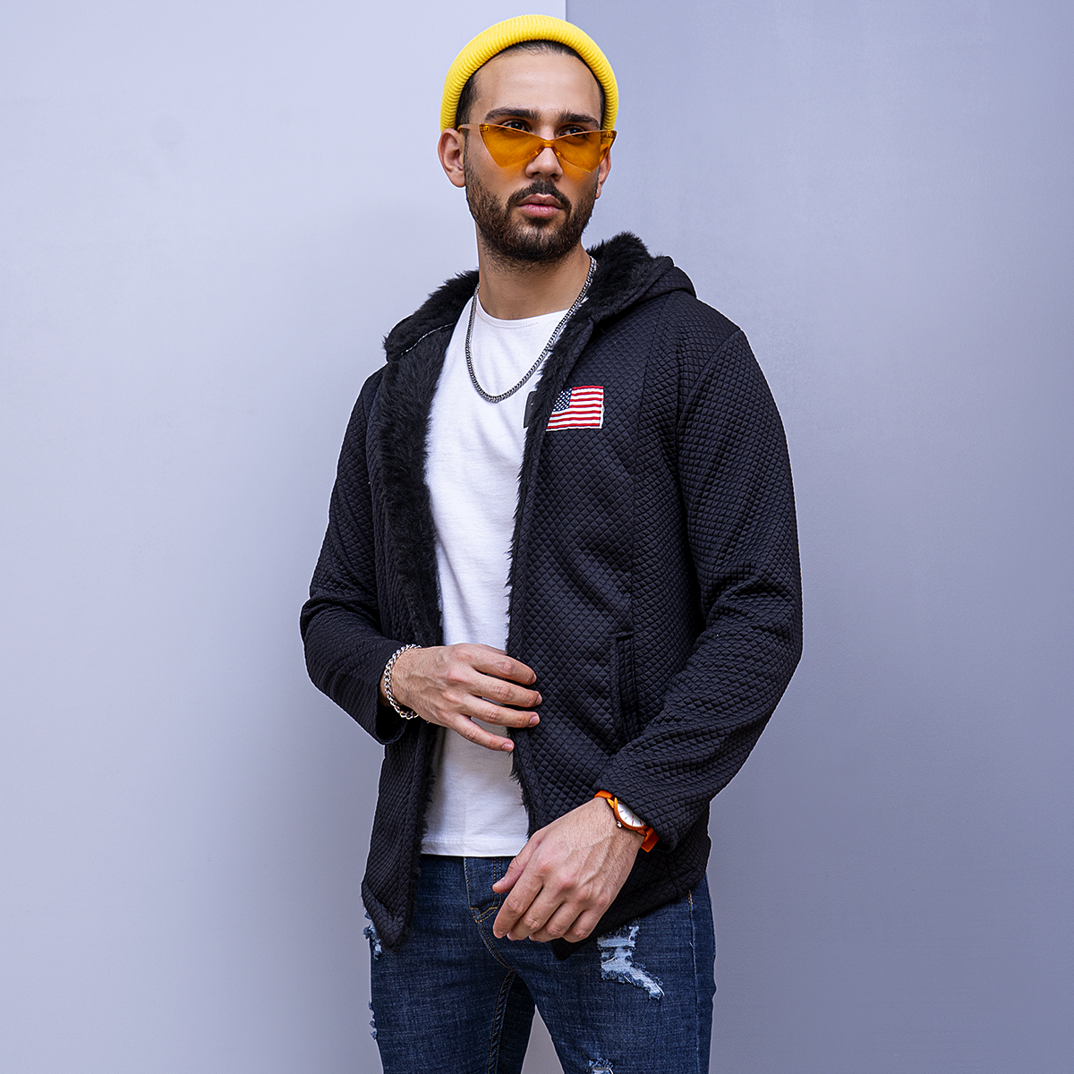 هودی لبه خزدار مردانه مدل barsan