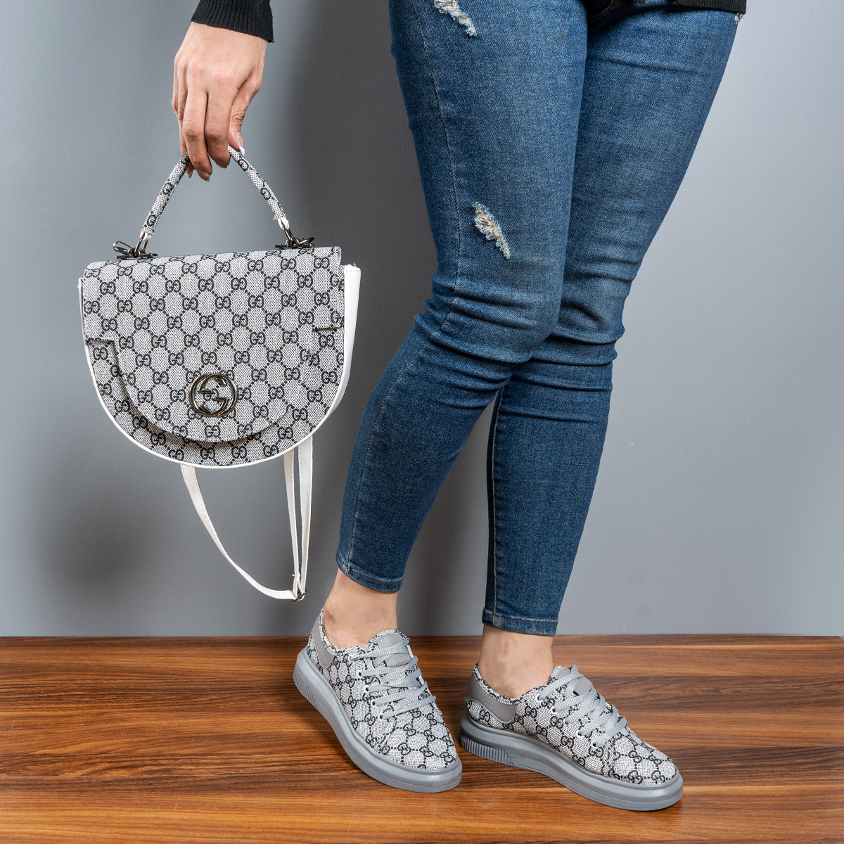 ست کیف و کفش دخترانه طوسی مدل VALERIA