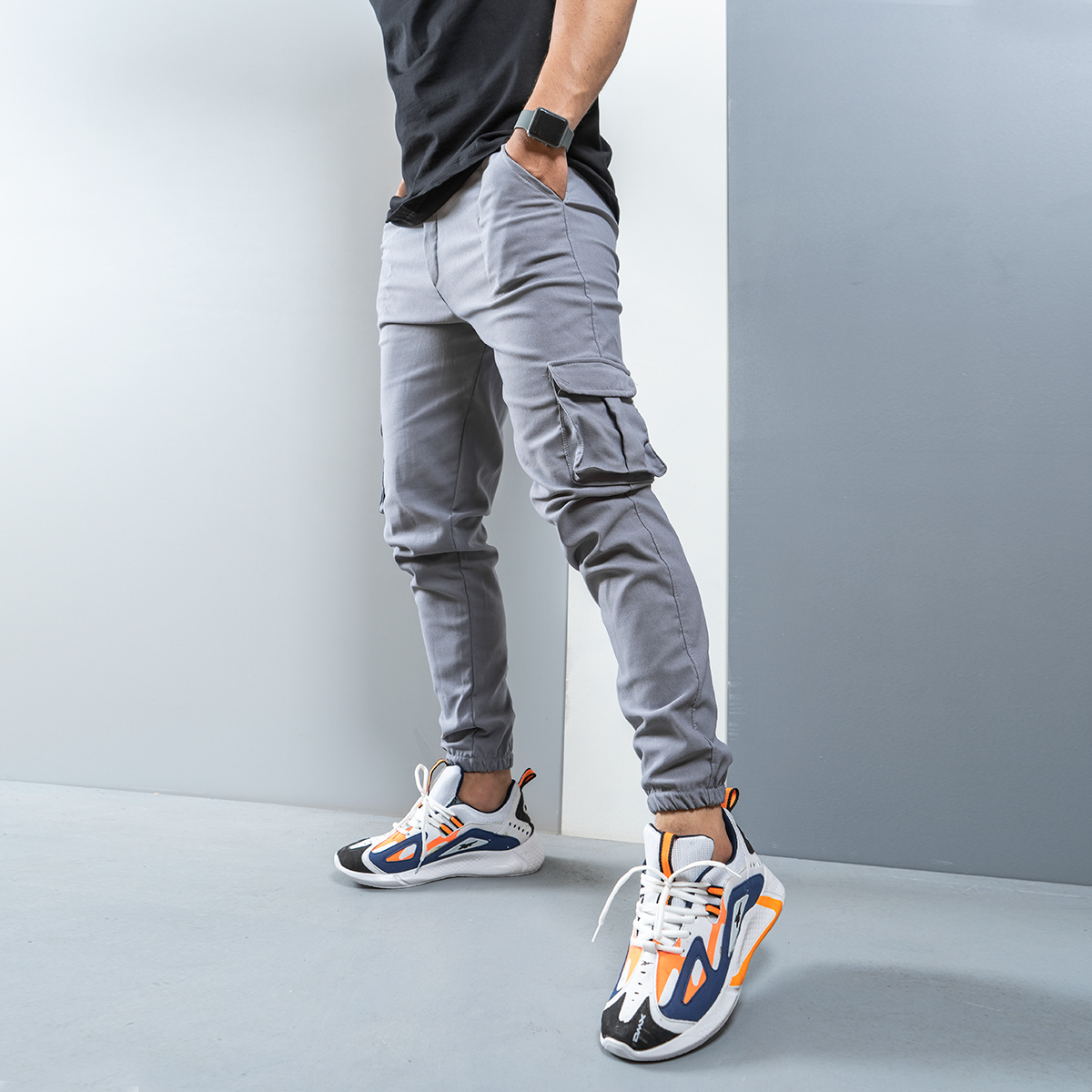 شلوار اسلش طوسی روشن مردانه مدل KOMBO