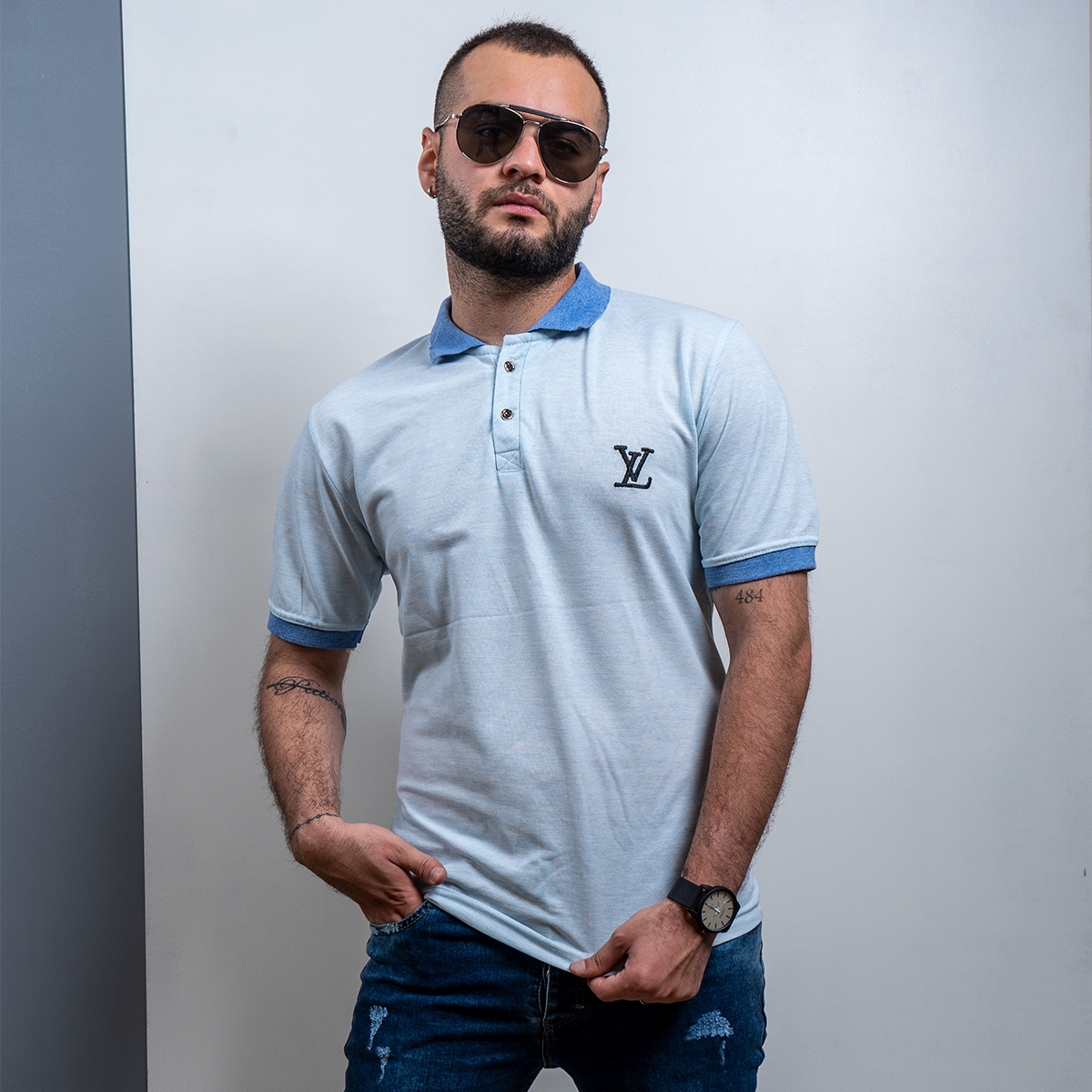 تیشرت جودون آبی مردانه LV(T)