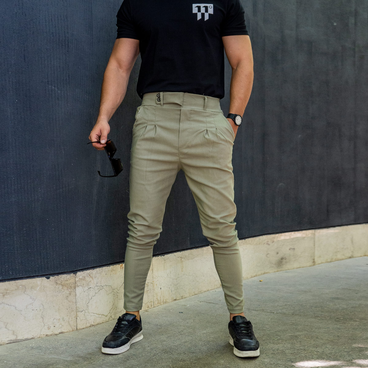 شلوار اسلش کمربندی سبز مردانه مدل Legans(T)