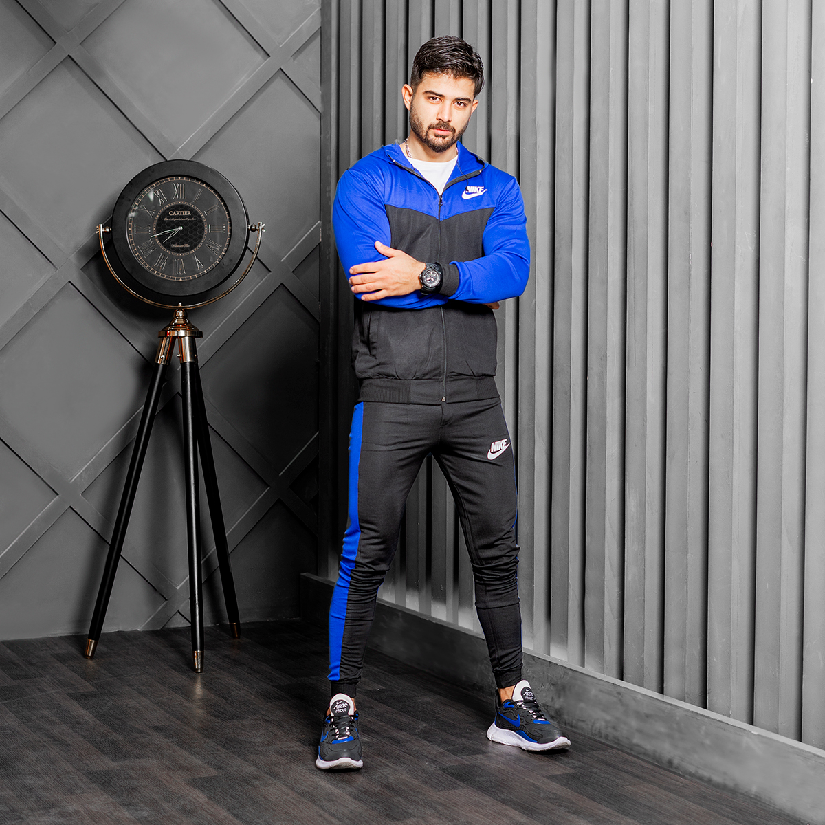 ست سوییشرت شلوار Nikeمردانه مشکی آبی مدلDepi