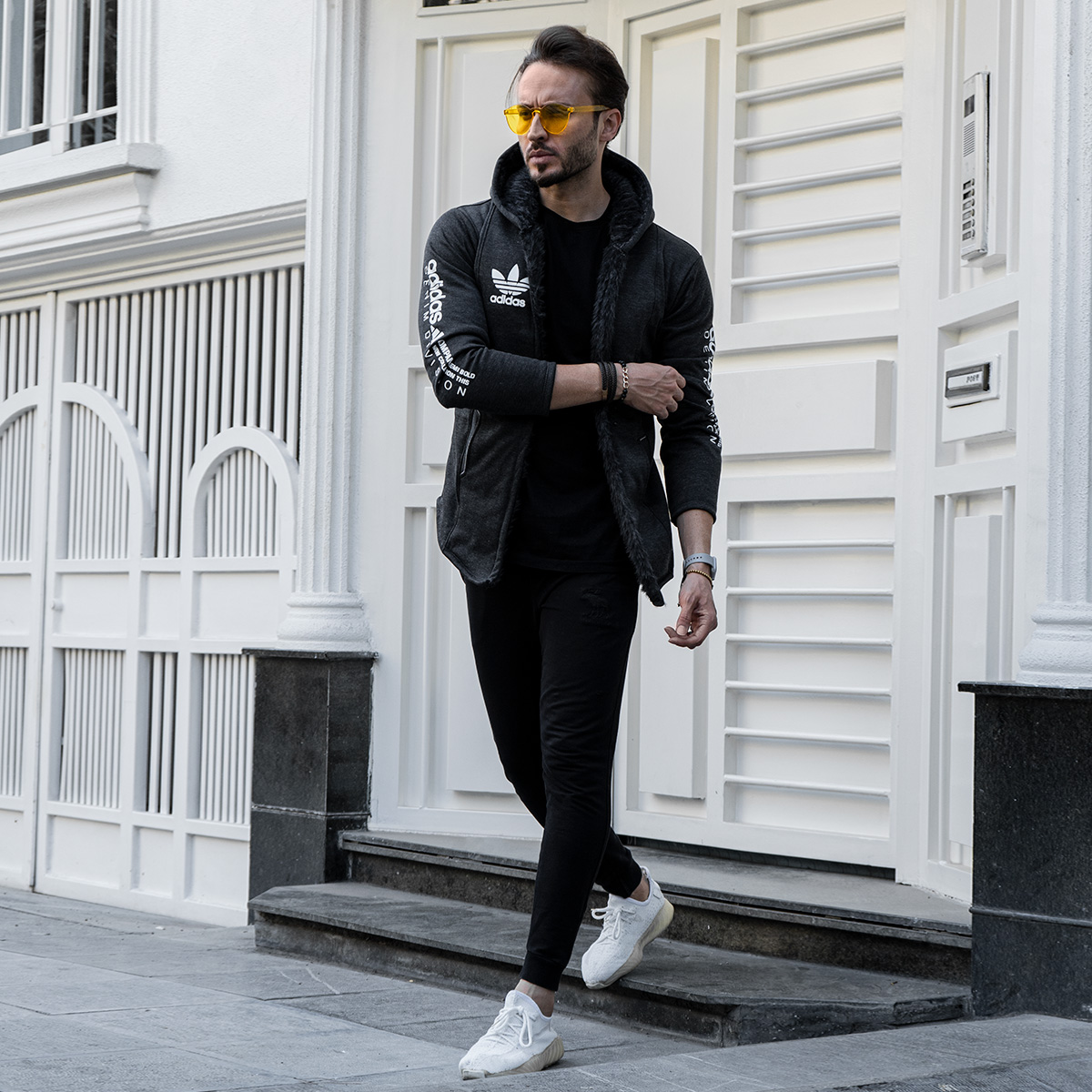 هودی Adidas مردانه ذغالی مدل Aran