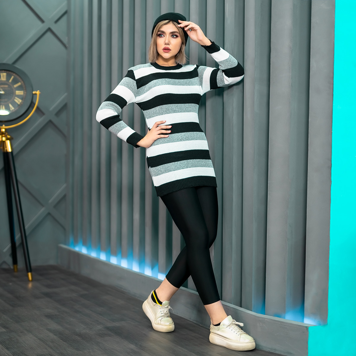 زیرسارافونی بافت دخترانه مدل sahel رنگ مشکی سفید