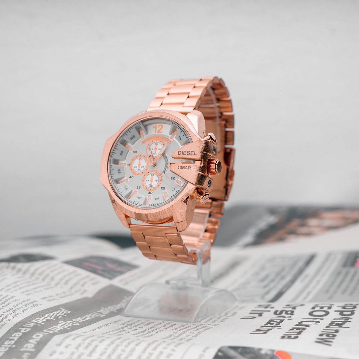 ساعت مچی DIESEL مردانه رزگلد صفحه سفید مدل U700