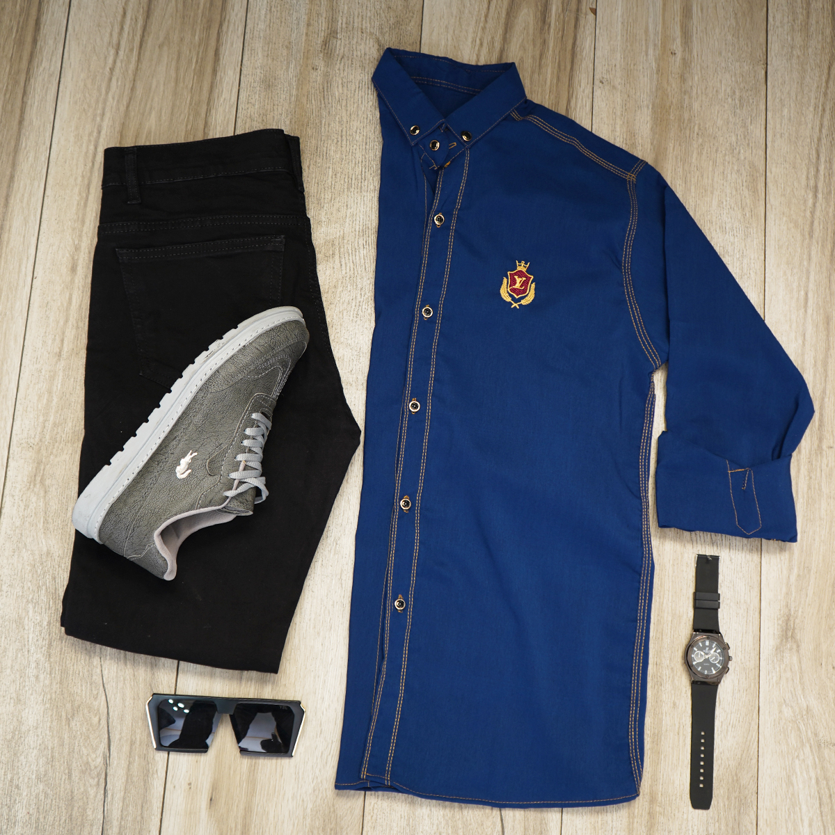 پیراهن مردانه LV آبی مدل gabi