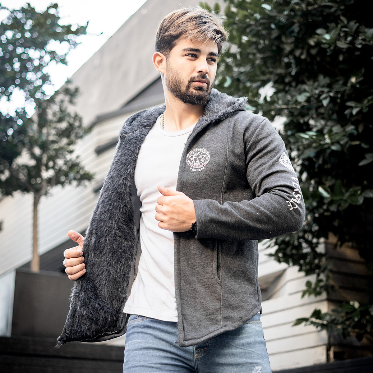 شنل مردانه ورساچه ذغالی مدلsogi