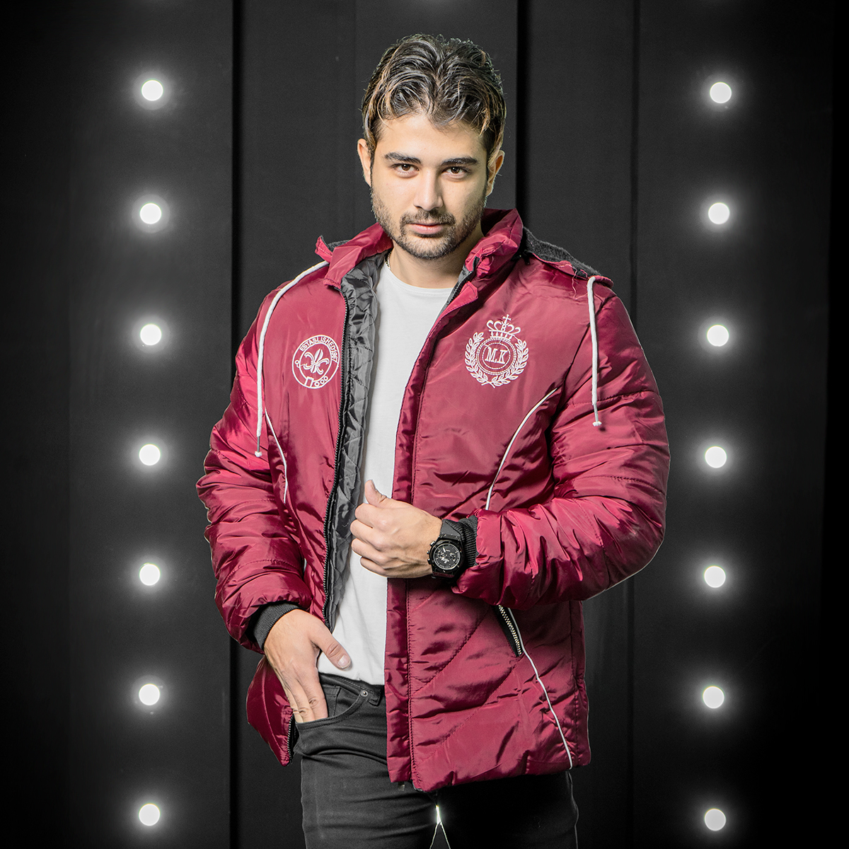 کاپشن مردانه قرمز مدل Parisha