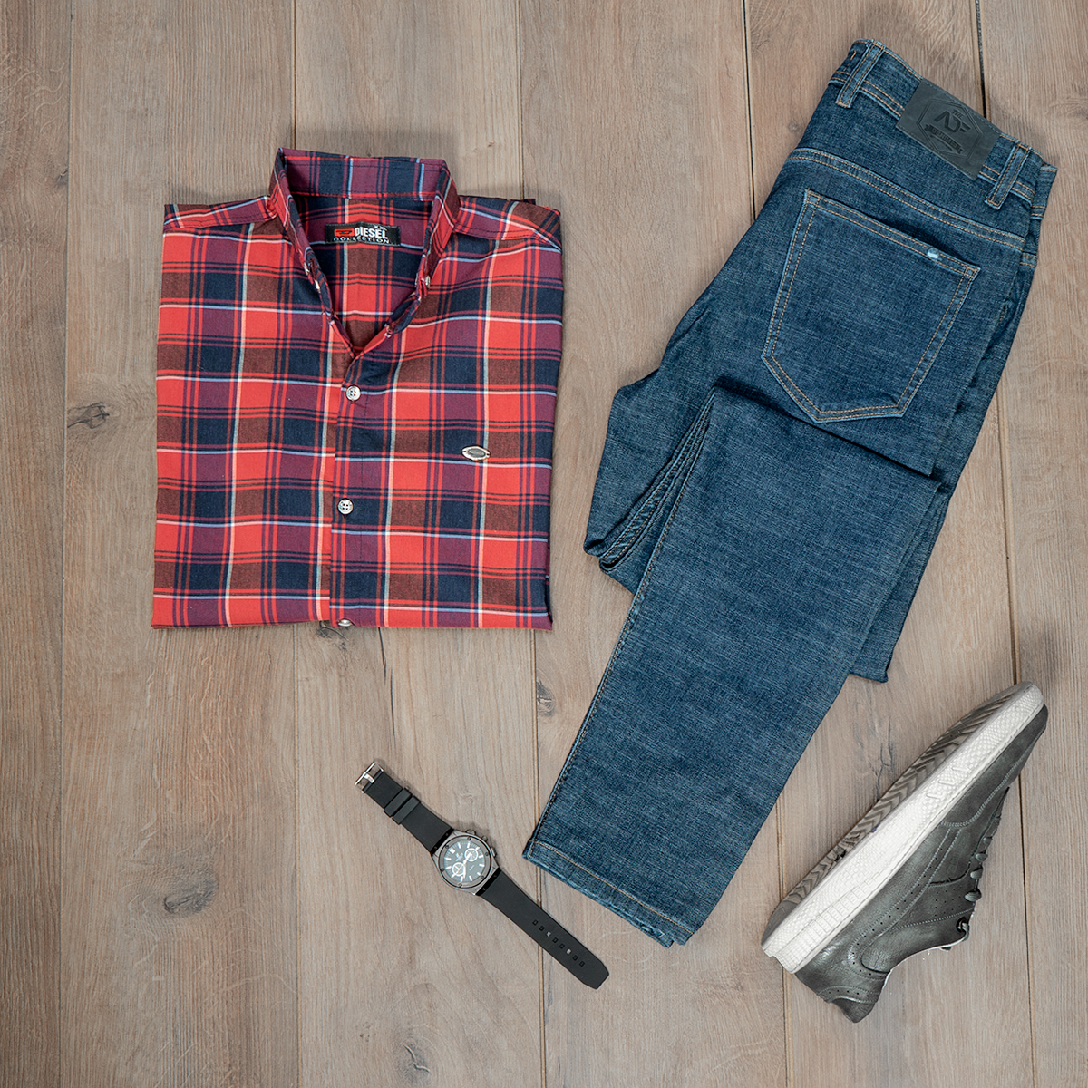 پیراهن مردانه چهارخونه قرمز مدل Rama