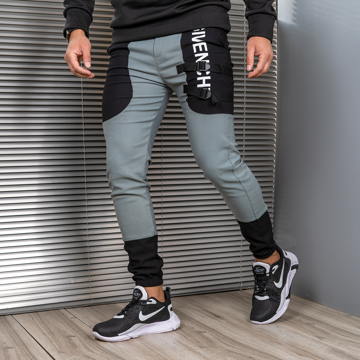 شلوار اسلش مردانه طوسی مشکی مدل Giv