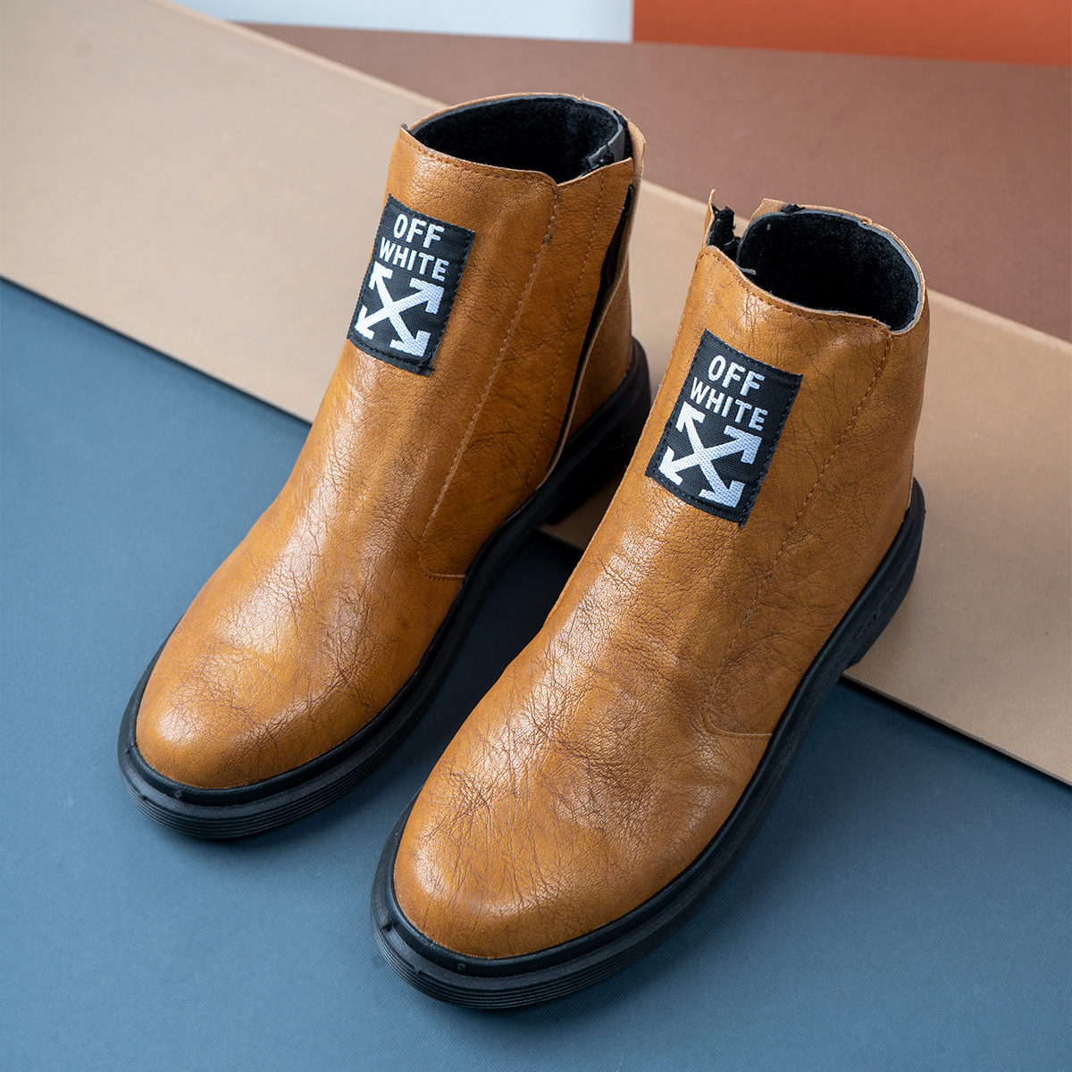 نیم بوت off white دخترانه عسلی مدل Nili