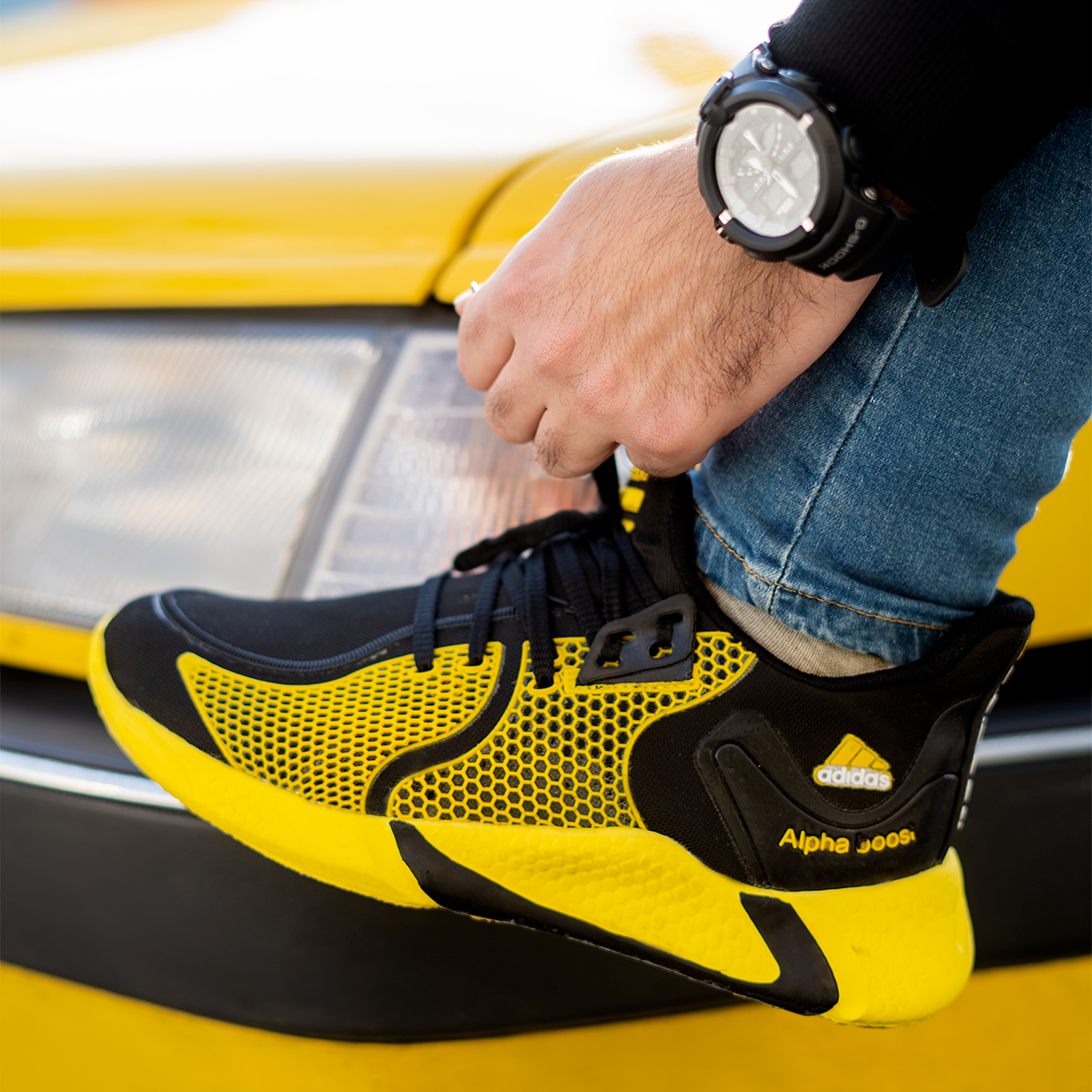 کفش ورزشی مردانه مشکی زرد مدل Arang