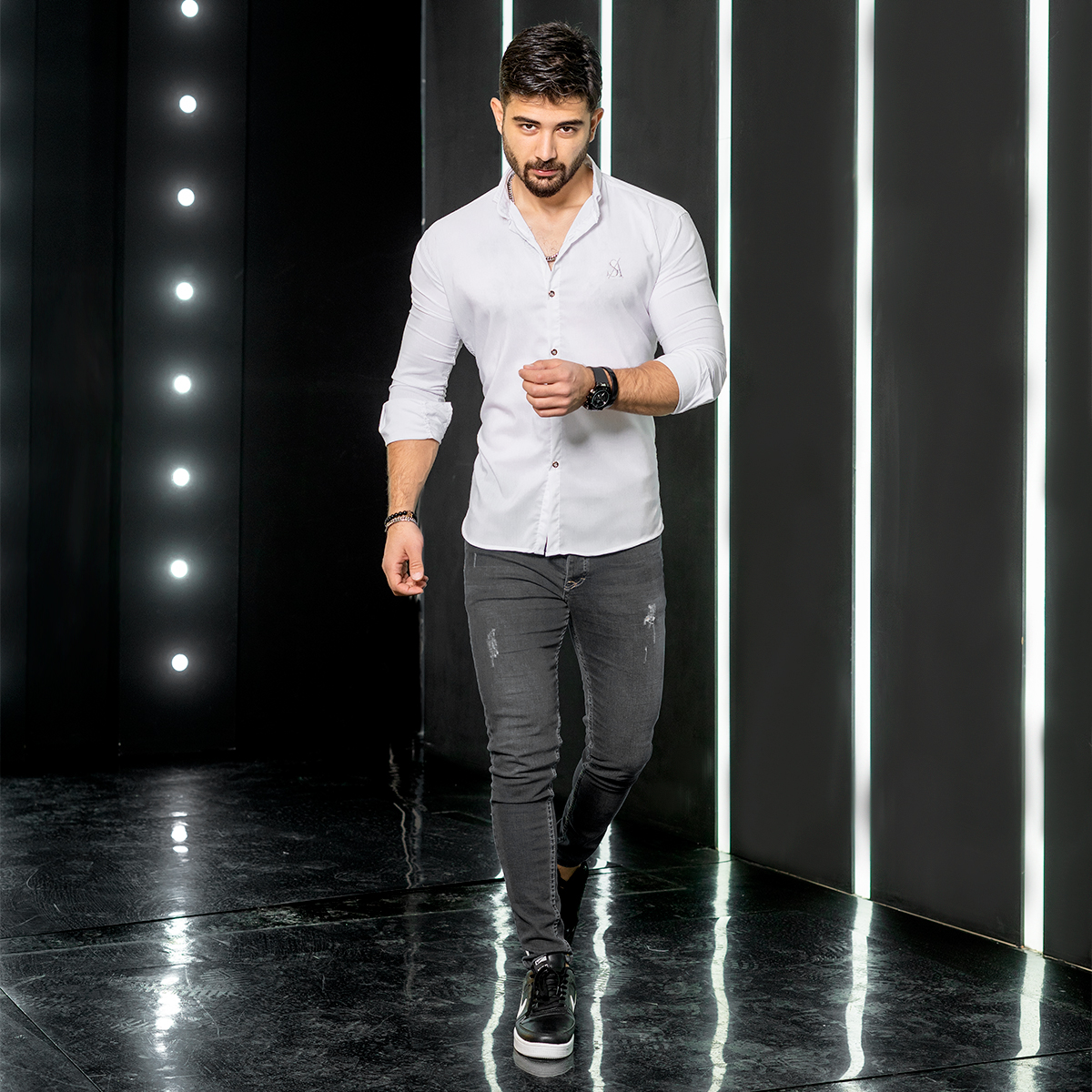 پیراهن سفید مردانه مدل Yazdan