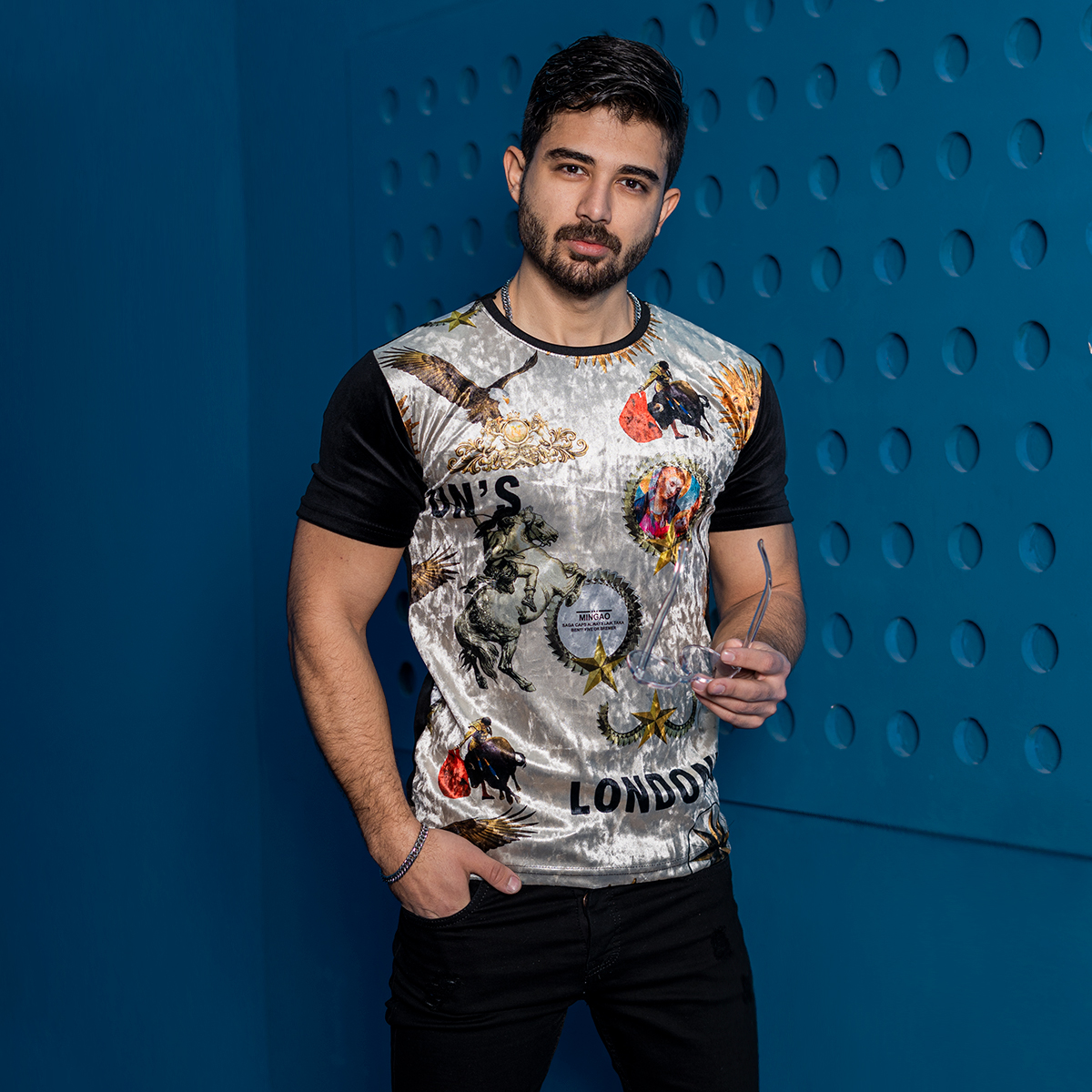 تیشرت مخملی مردانه مدل London