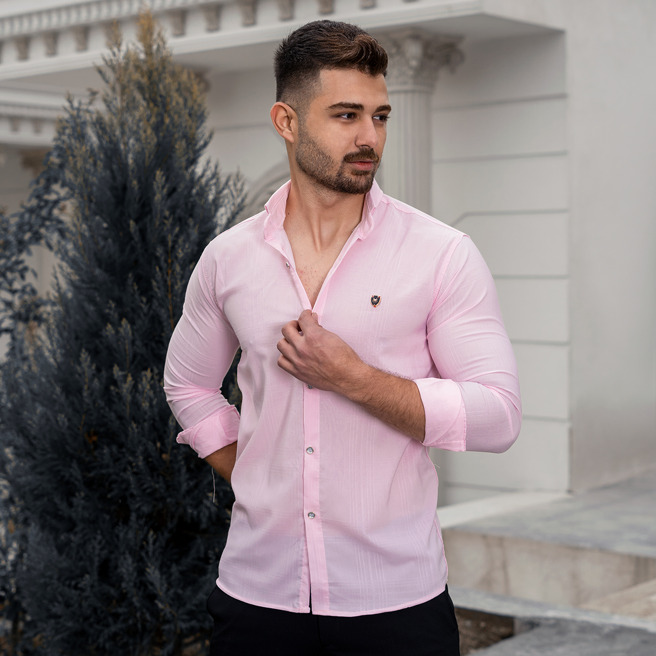 پیراهن مردانه صورتی مدلFarzin