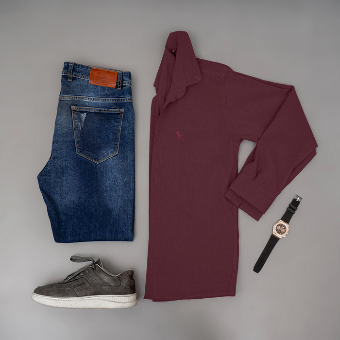 پیراهن مردانه زرشکی مدل VQ