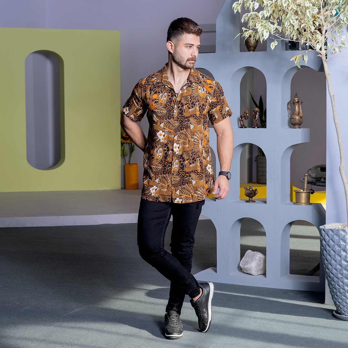 پیراهن هاوایی مردانه مدل Parmo