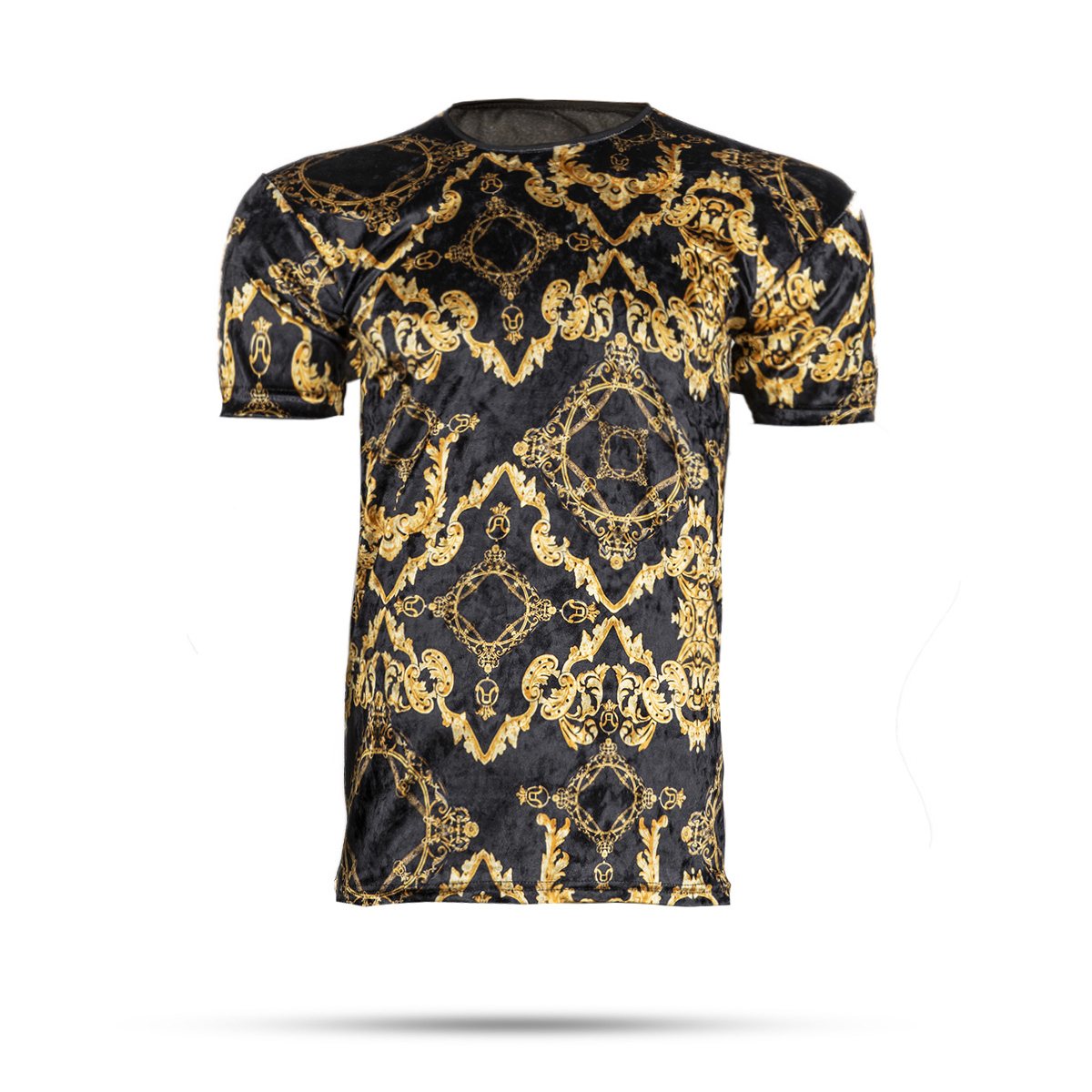 تیشرت مخمل مشکی طلایی مردانه مدل Jana