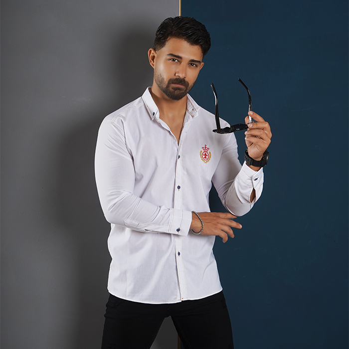 پیراهن مردانه سفید مدل gabi