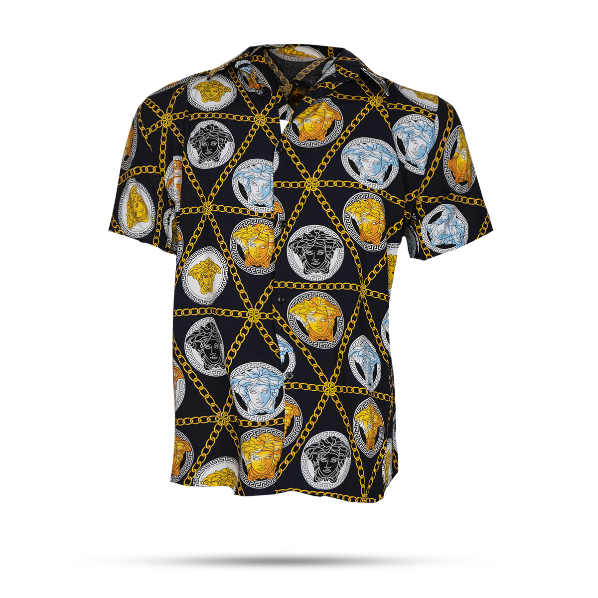 پیراهن هاوایی مردانه ورساچه سرمه ای مدل p8