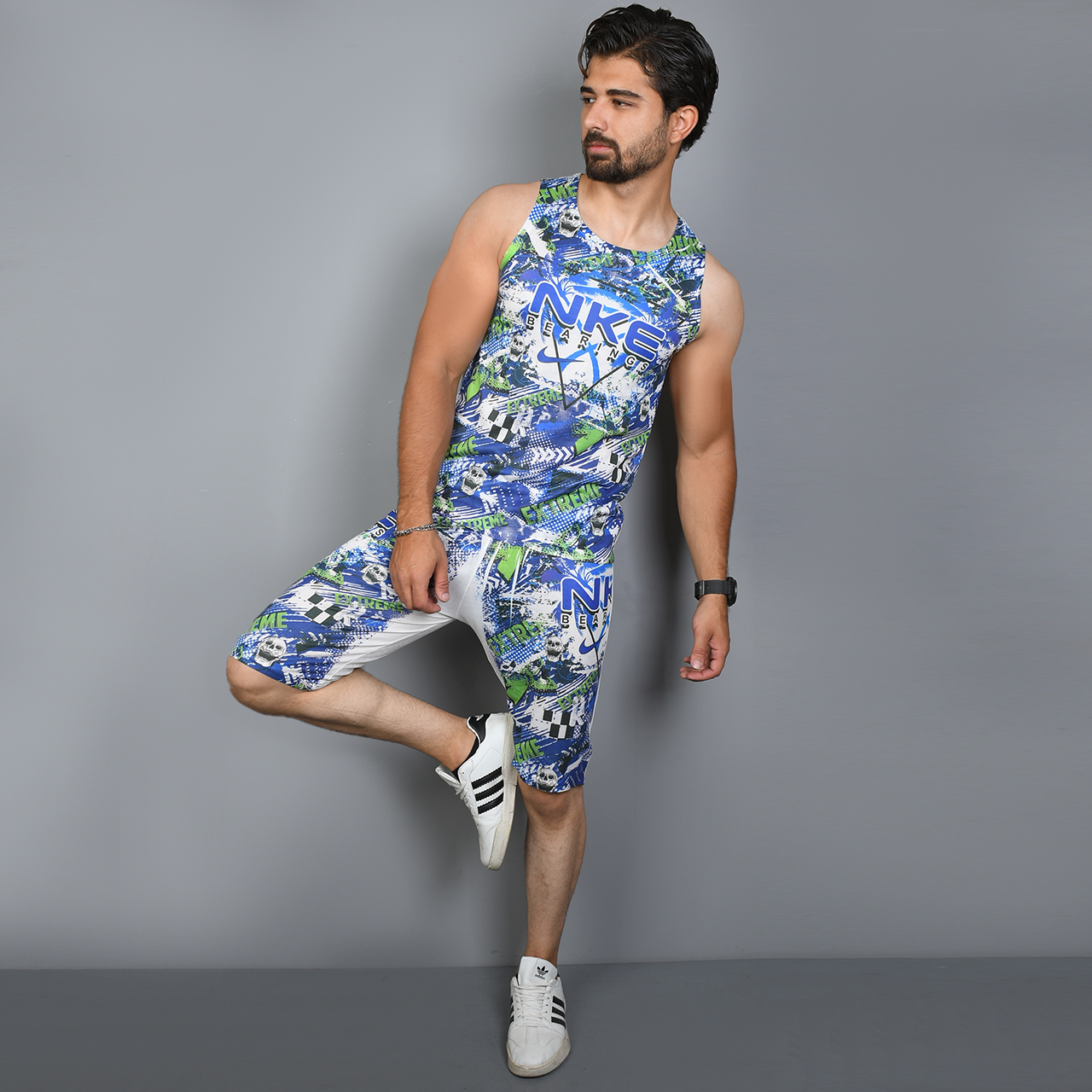 ست رکابی شلوارک آبی مردانه مدل Nike 40