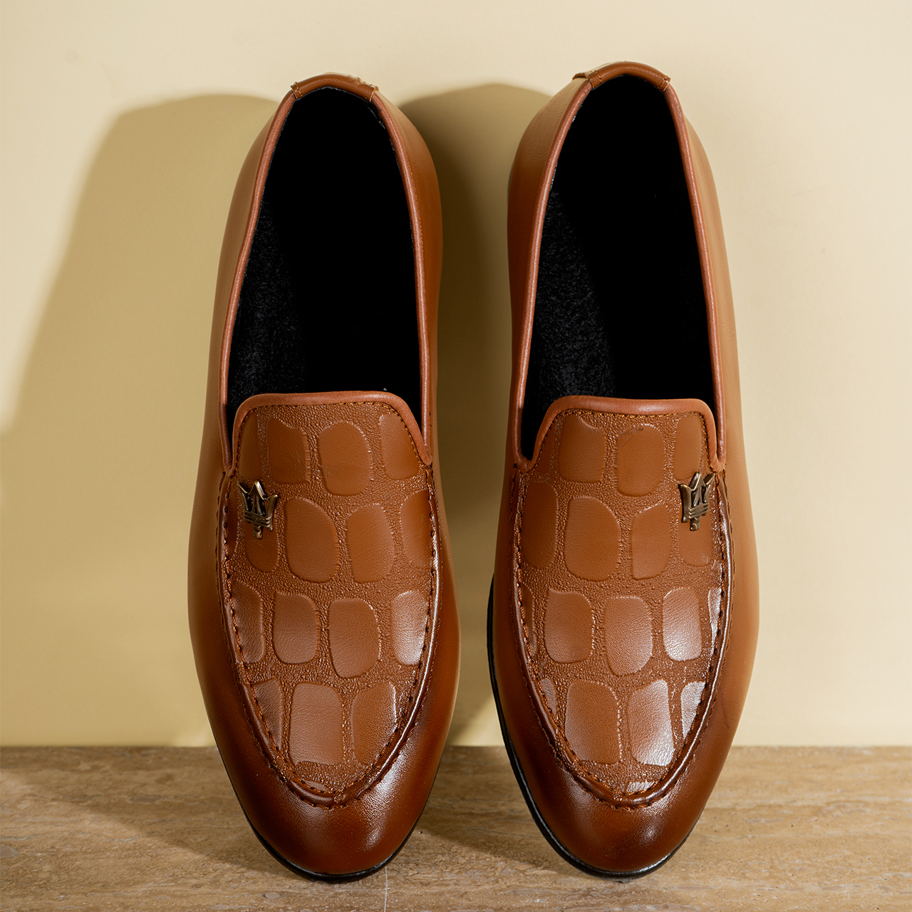 کفش کالج مازراتی عسلی طرحدار مردانه مدل Amit