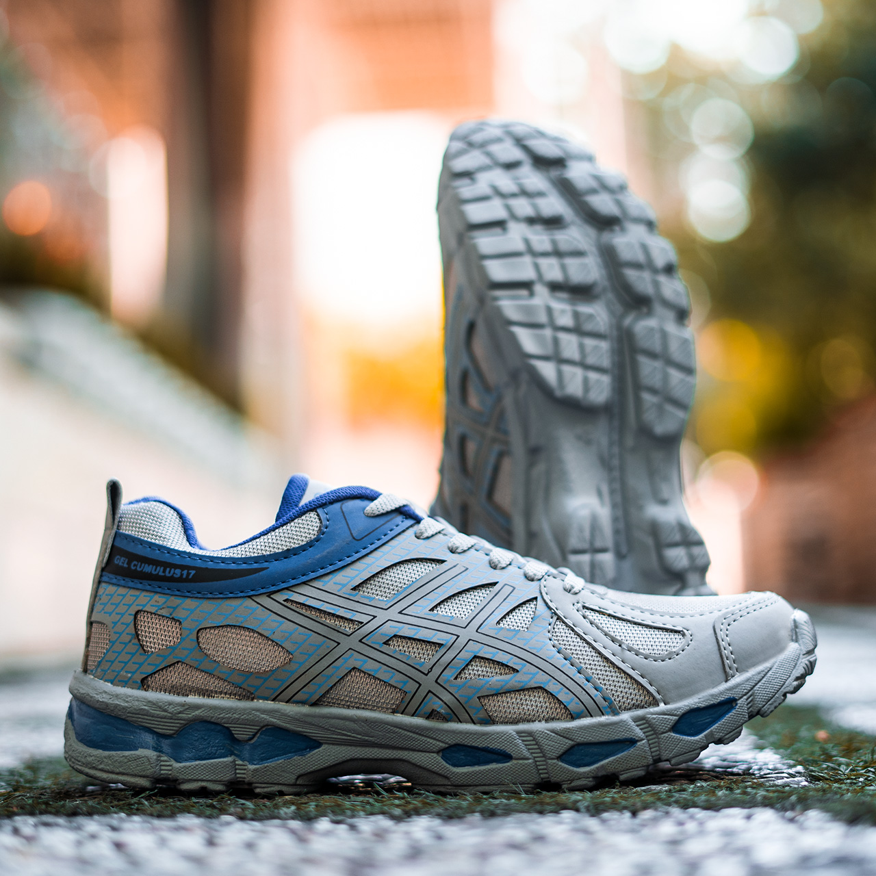 کفش ورزشی اسیکس طوسی-آبی مردانه مدل GEL17