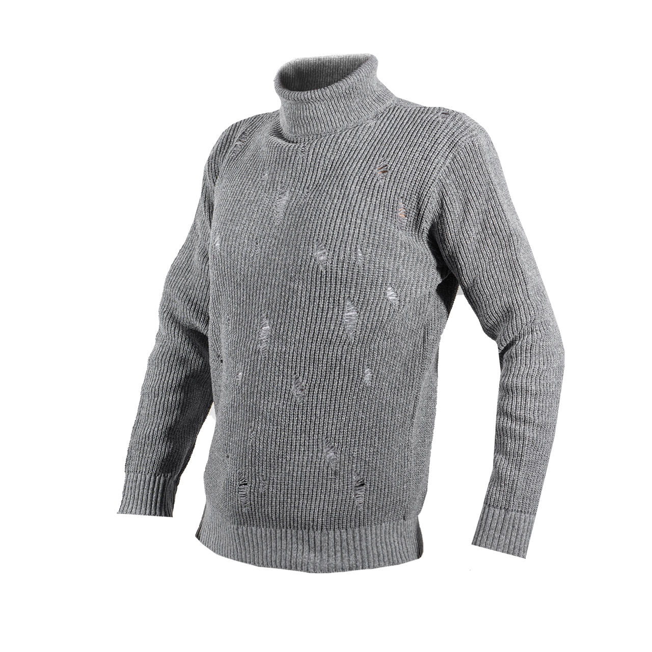 پلیور یقه اسکی طوسی زاپ دار مردانه مدل U10