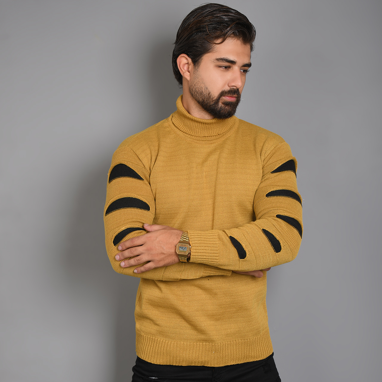 پلیوریقه اسکی خردلی مشکی مردانه مدلQ10