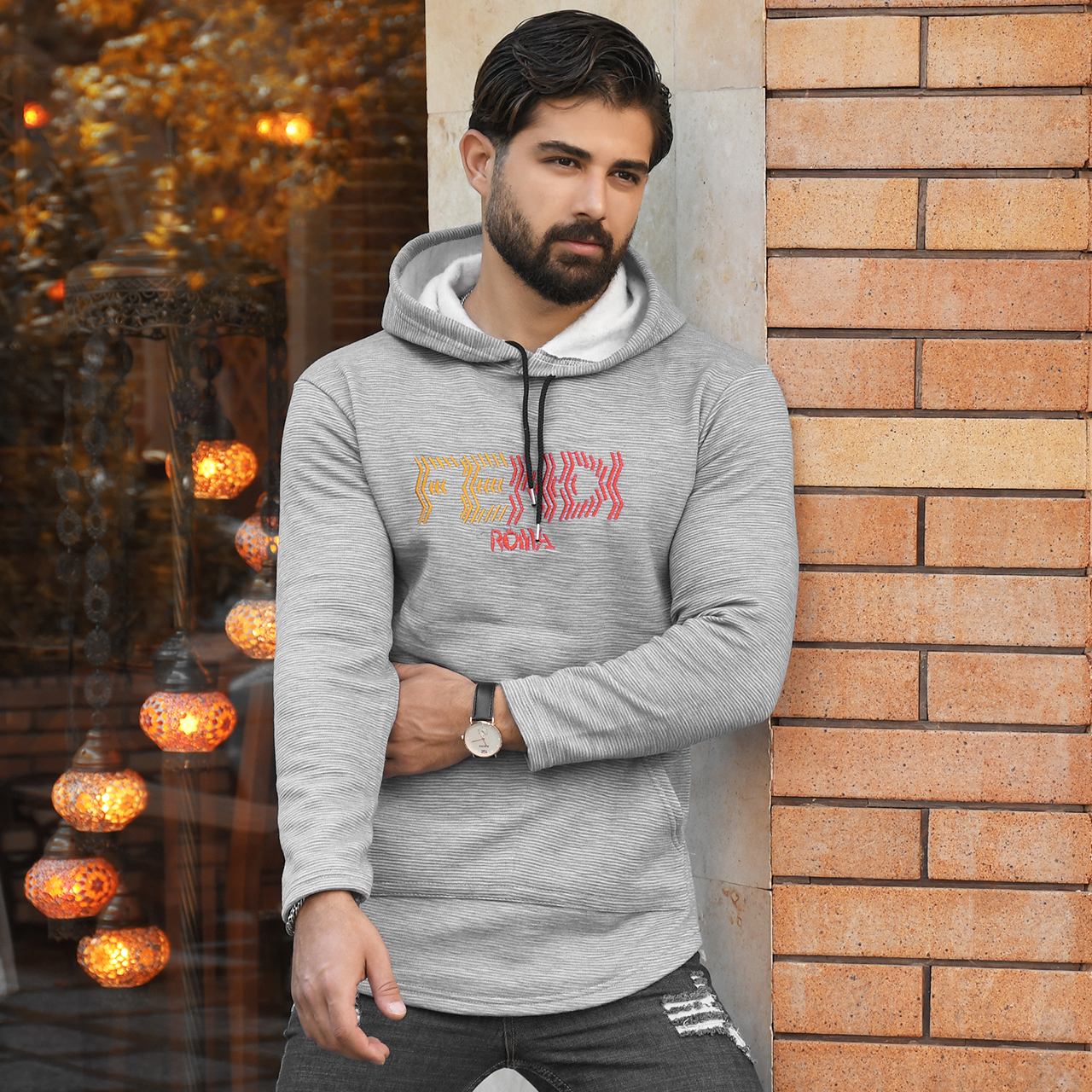 هودی مردانه Fendi طوسی مدل K90