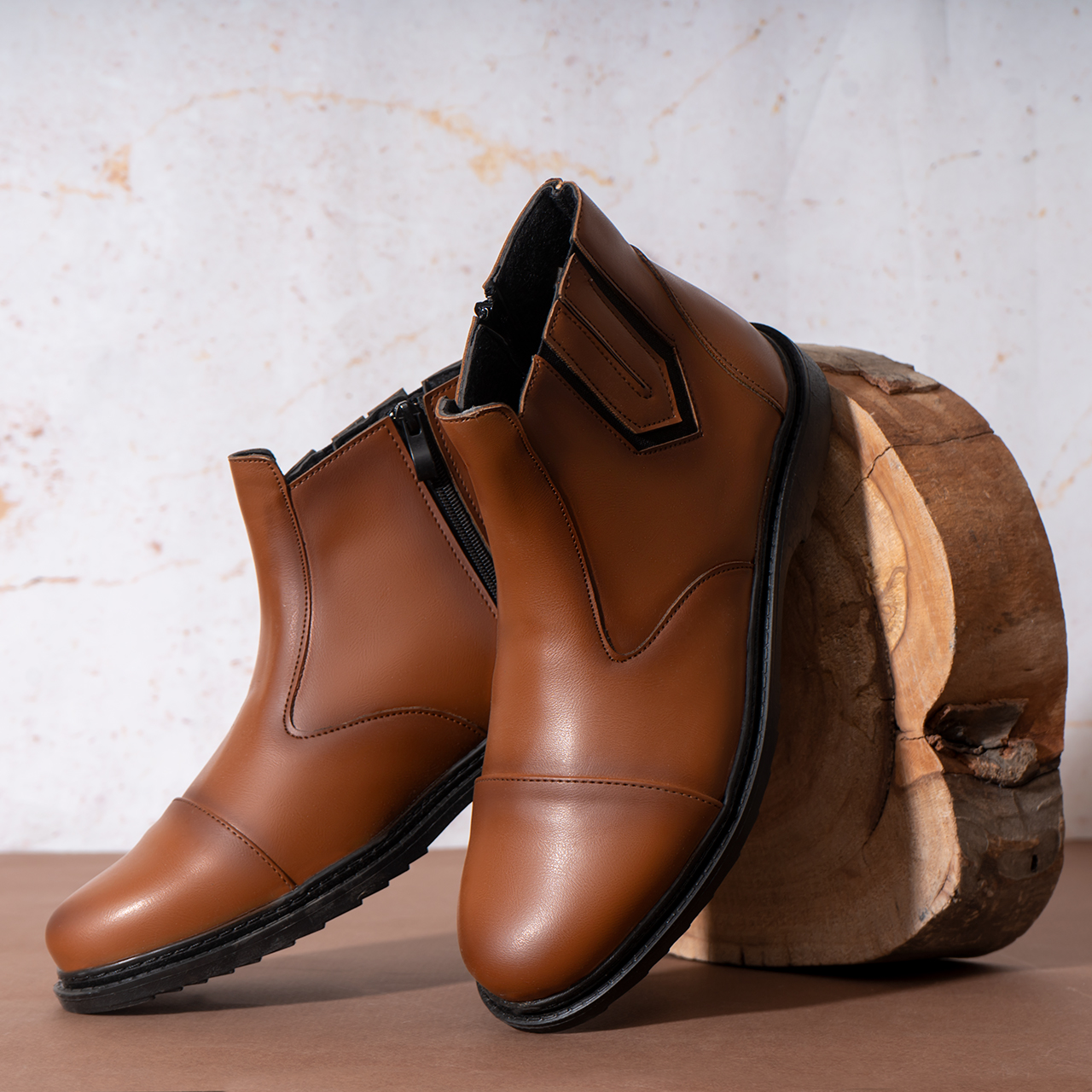 نیم بوت مردانه عسلی مدل Argan