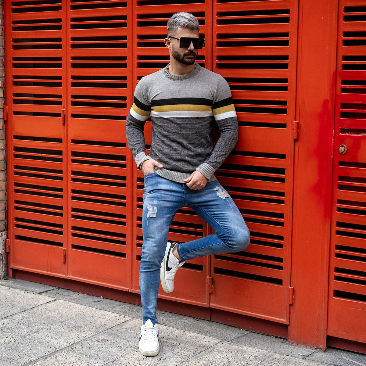 پلیور مردانه کرم مدل MISHA