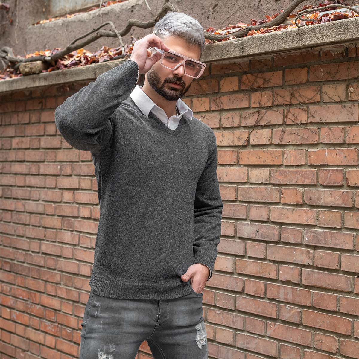 پلیوربافت یقه هفت ذغالی مردانه مدل sorosh