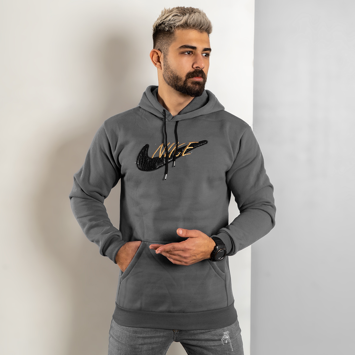 هودی Nike طوسی مردانه مدل Henry