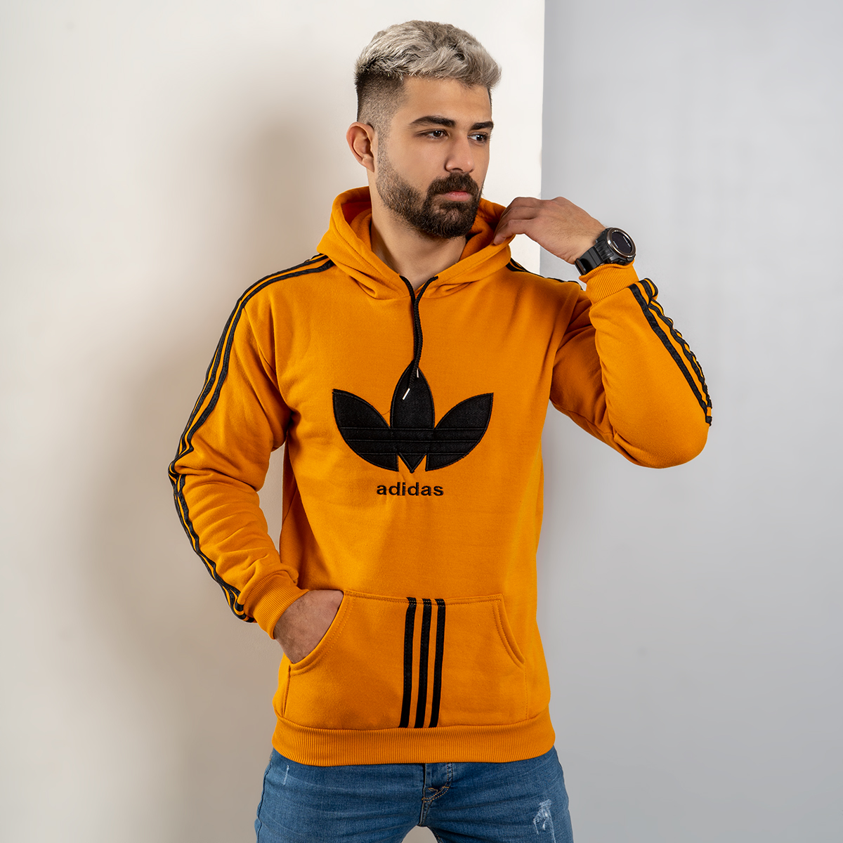 هودی مردانه Adidas خردلی مدل Patrick