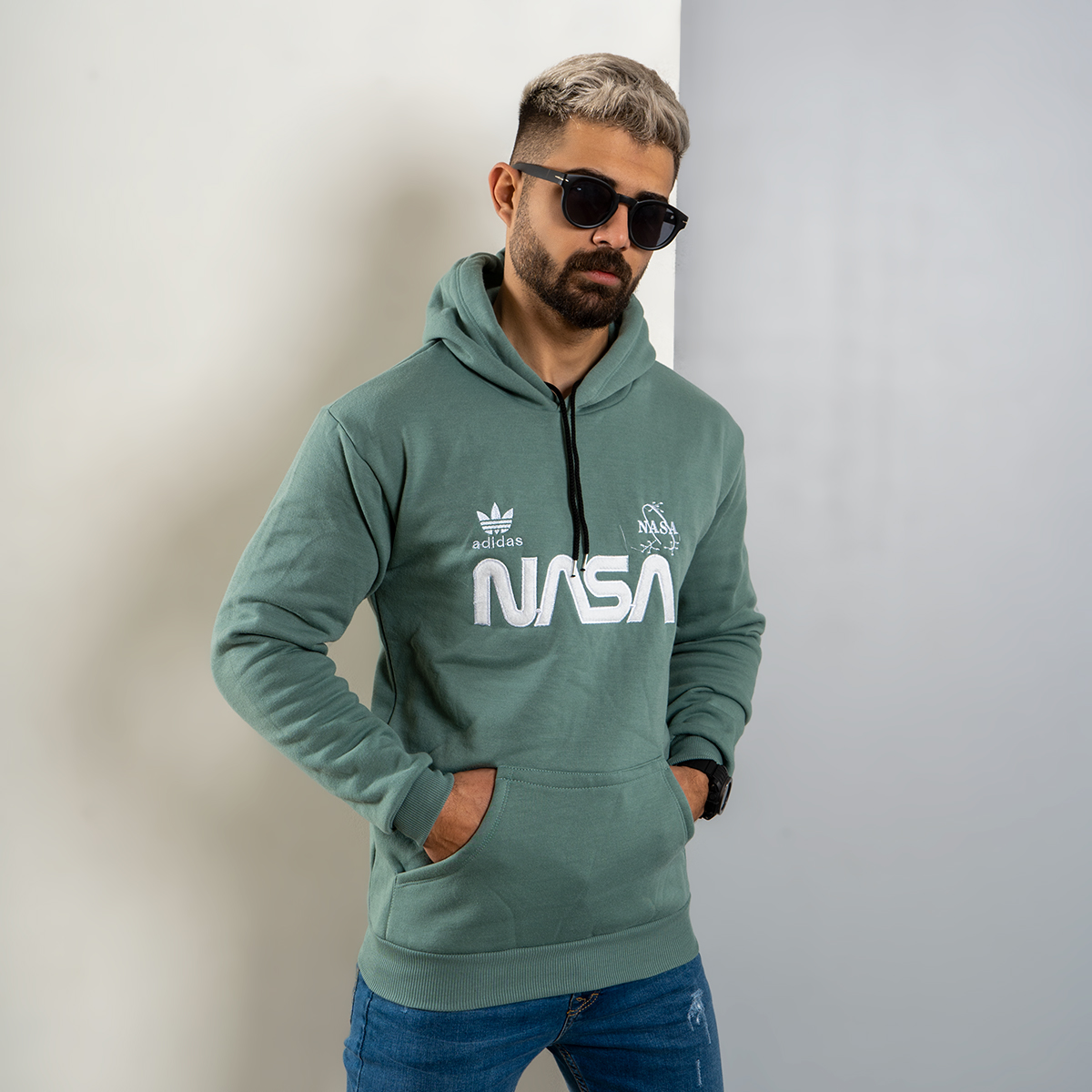 هودی مردانه Nasa سبز مدل Jason