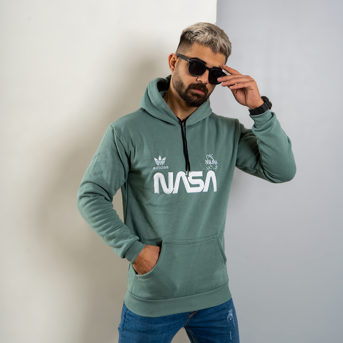 هودی مردانه Nasa سبز مدل Jason
