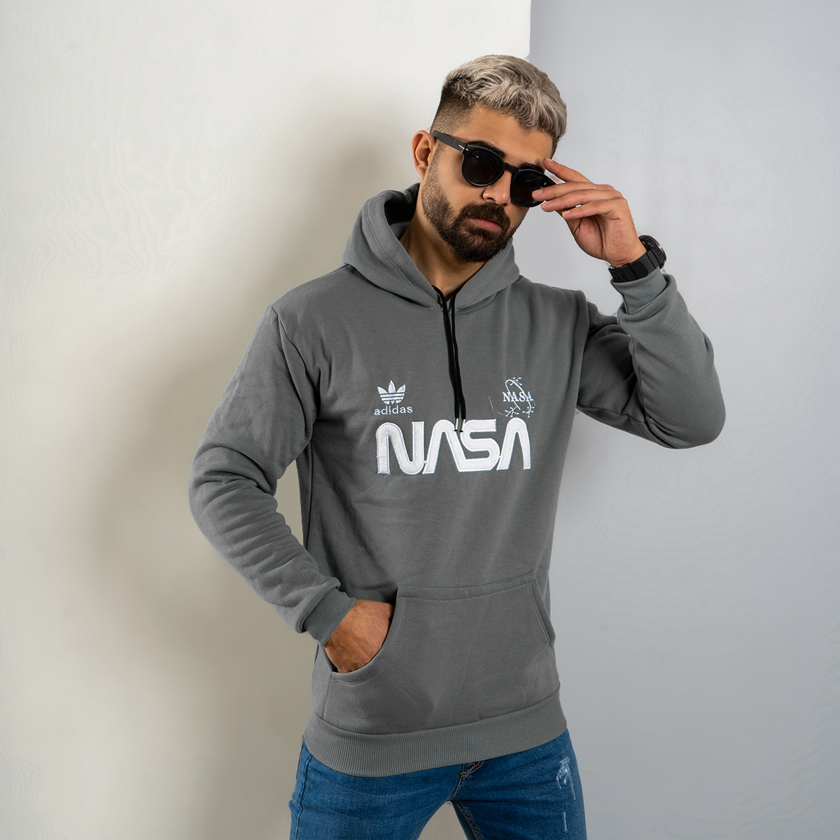 هودی مردانه Nasa طوسی مدل Jason