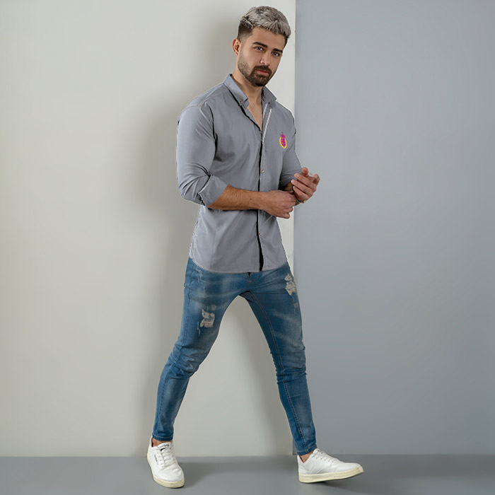 پیراهن مردانه طوسی مدل Gabi