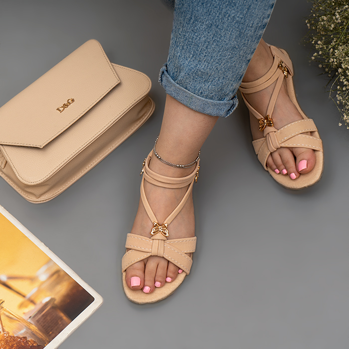 صندل زنانه کرم مدل parvaneh