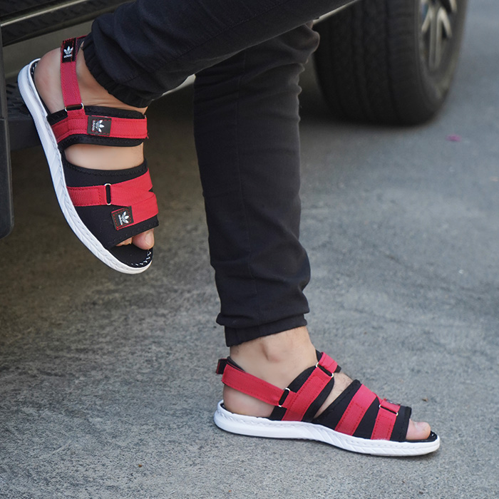 صندل مردانه قرمز مشکی مدل Havin