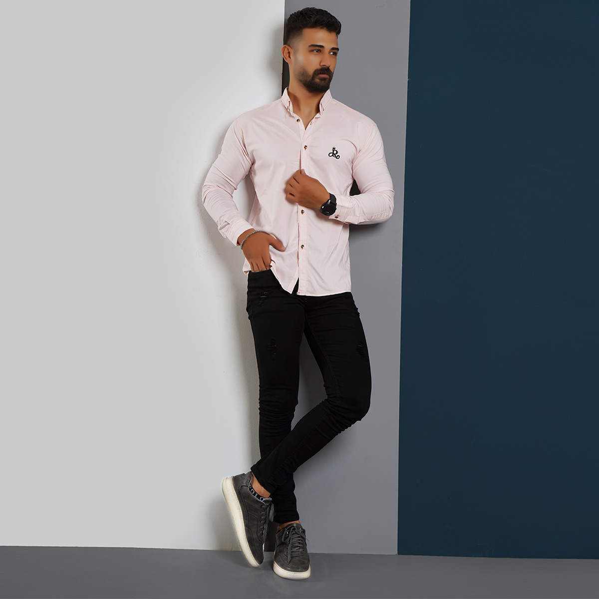 پیراهن مردانه صورتی کم رنگ مدل VQ