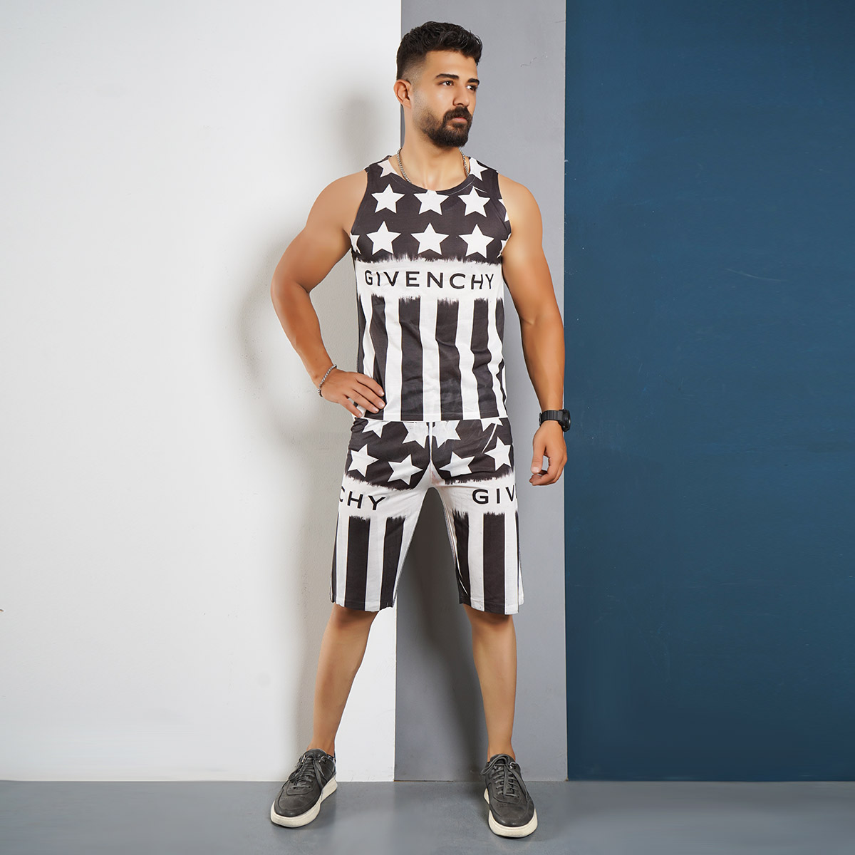 ست رکابی شلوارک مردانه مدل Givenchy