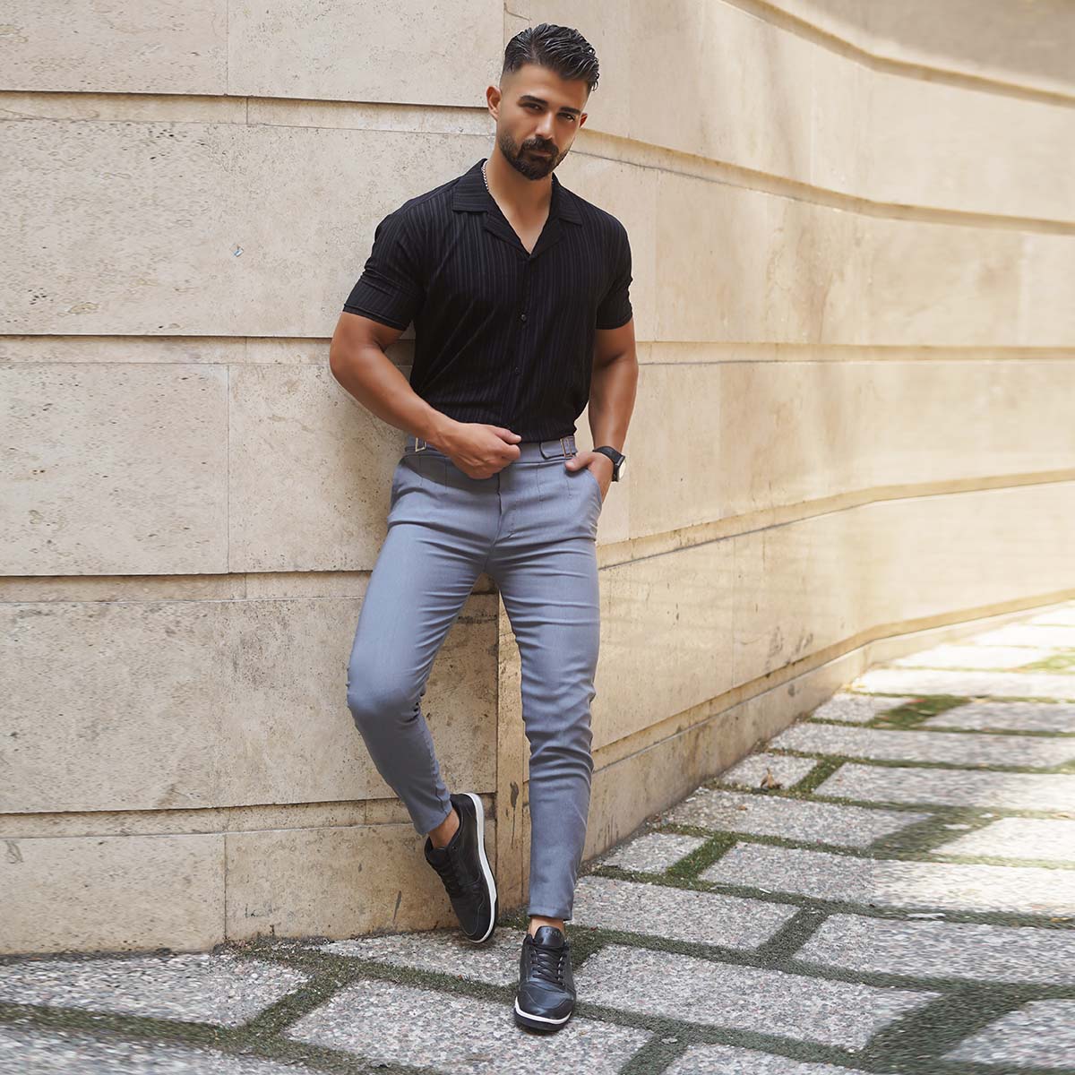 شلوار اسلش مردانه طوسی مدل Keysan