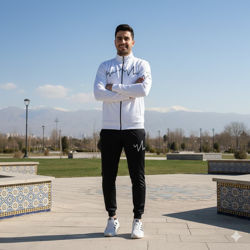 ست سوییشرت شلوار مردانه سفید مدل EKO