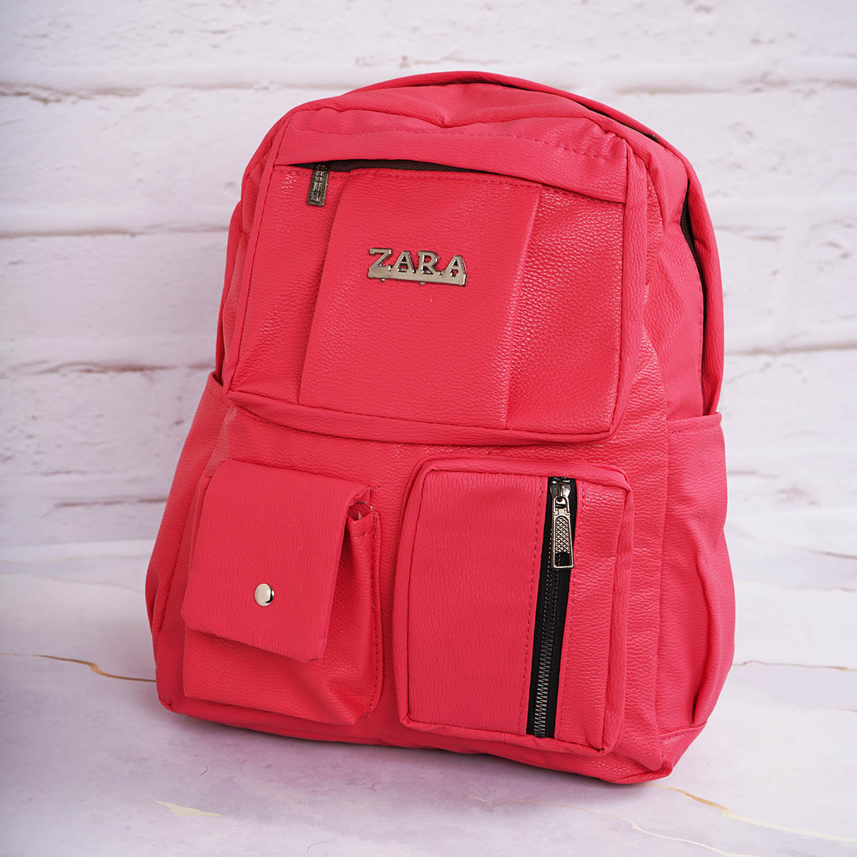 کوله پشتی چرم زنانه صورتی مدل ZARA