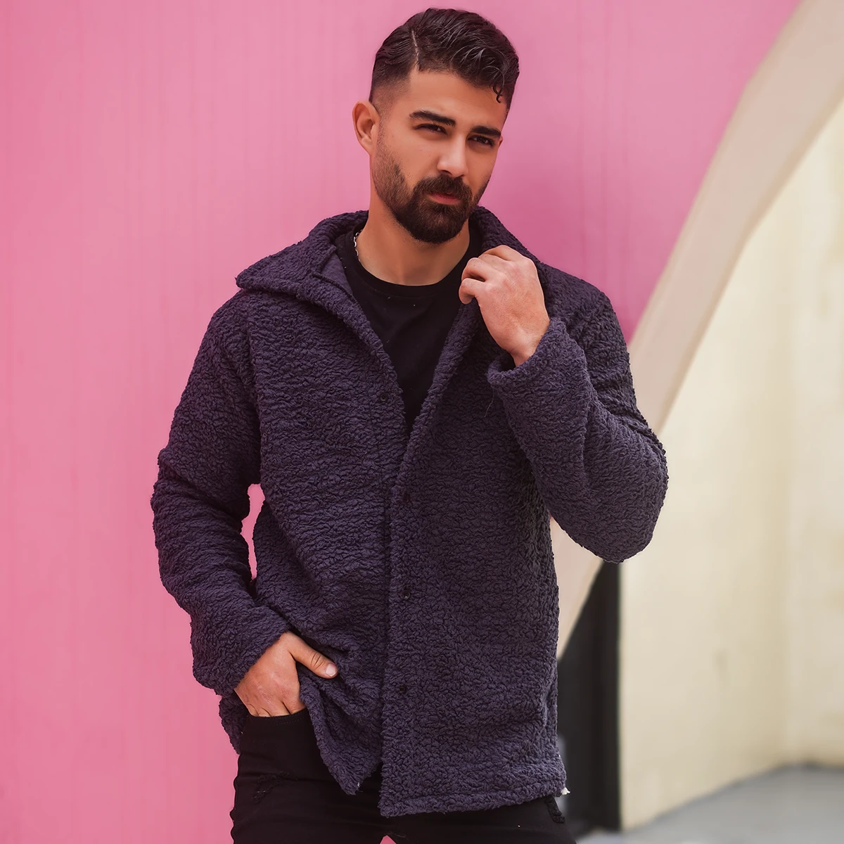 ژاکت مردانه طوسی مدل Tedi